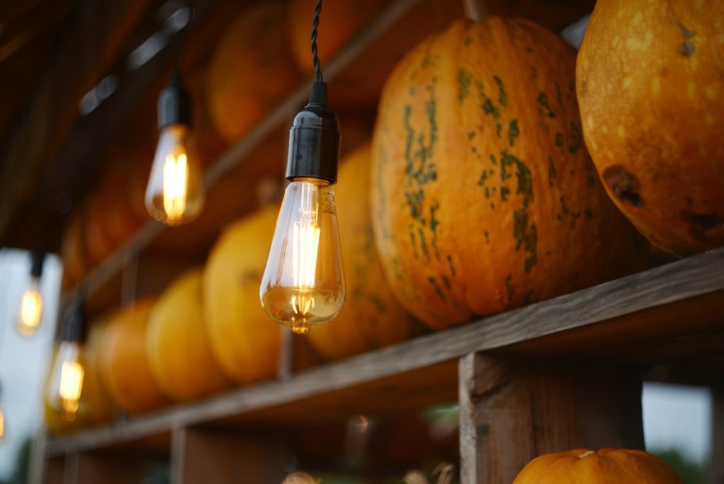 Photo glass pumpkin pendant light